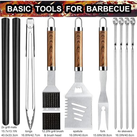 31PC BBQ Grill Accessories Set, Heavy Duty BBQ Tools Set for Men & Women Gift - Picture 2 of 6